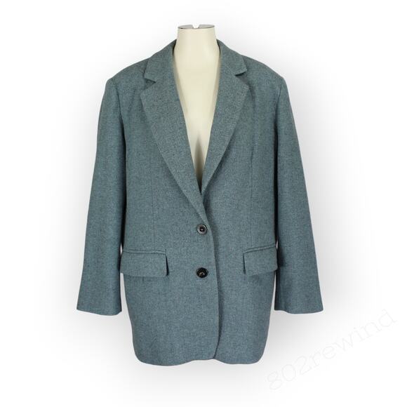 US12 Italy48 MarellaSport Blazer Wool Herringbone Oversize Menswear Water Garden - Picture 2 of 16